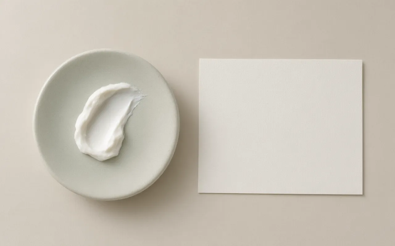 A small amount of the cream on a plain surface.