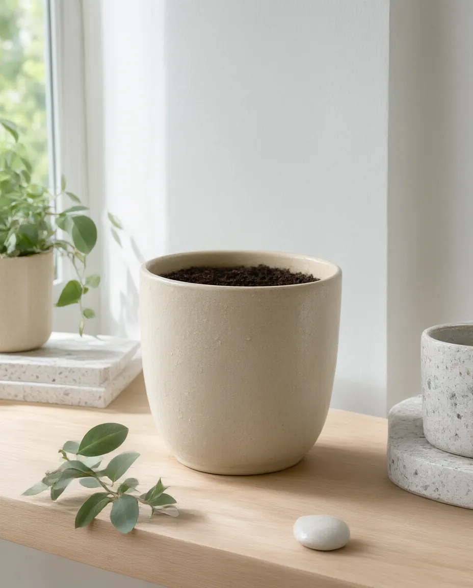 Orbleaf Planter in the sand glaze