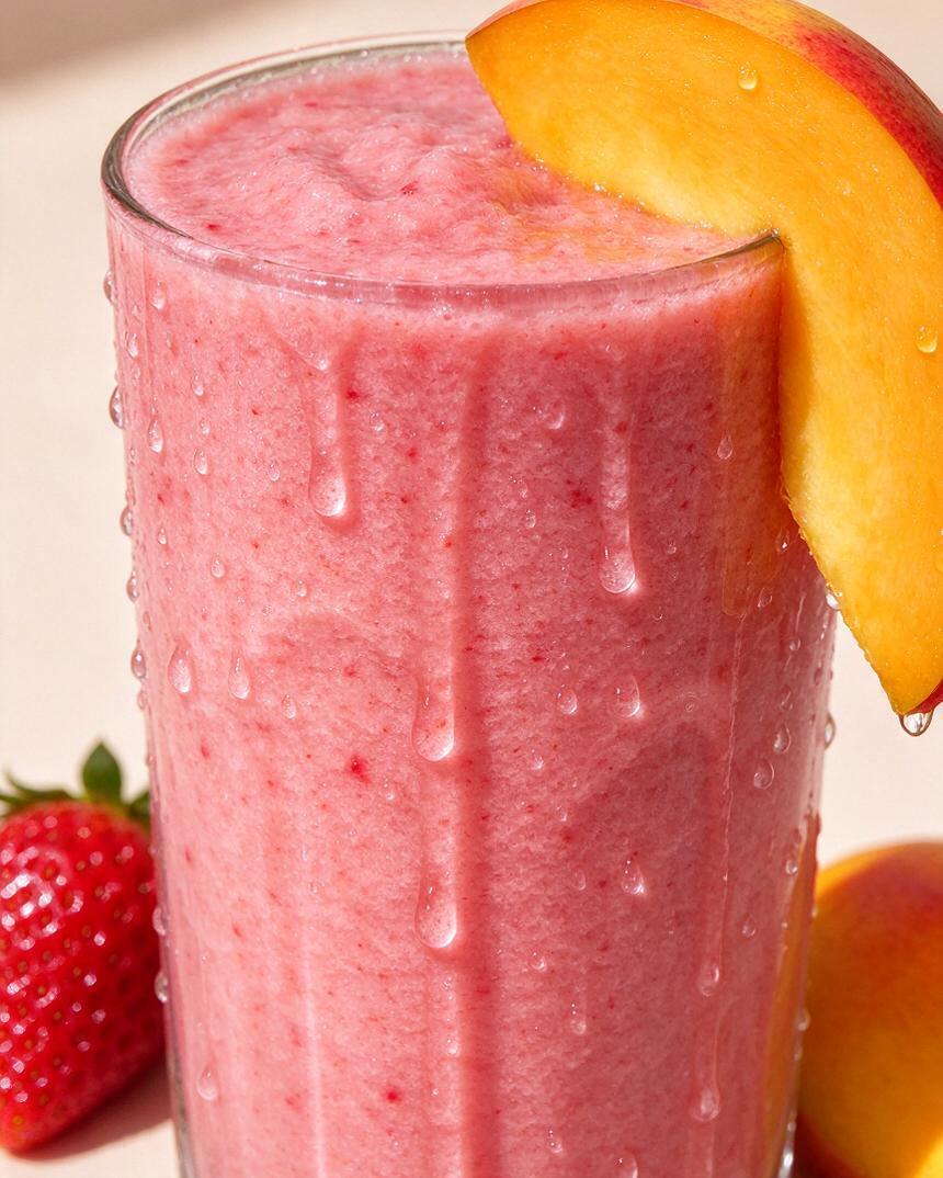 Strawberry and mango smoothie in a glass