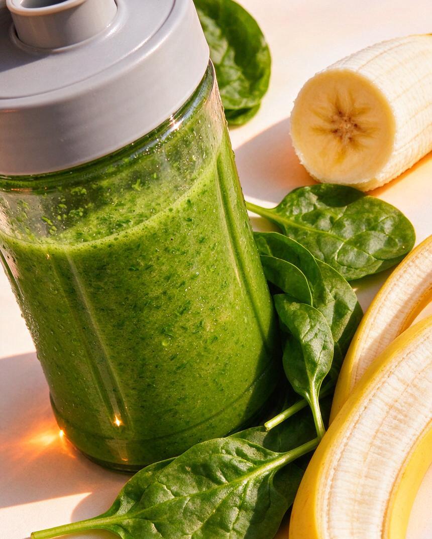 Green smoothie with spinach and banana